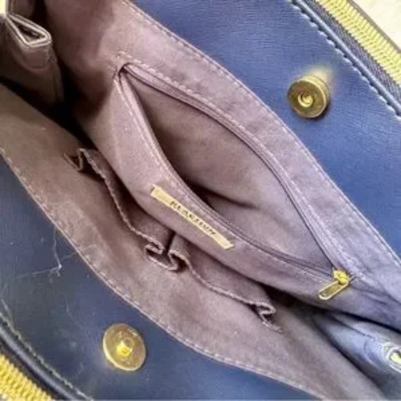 Reaction Kenneth Cole Arbol Dome Navy Blue Structured Satchel Handbag - Picture 10 of 16